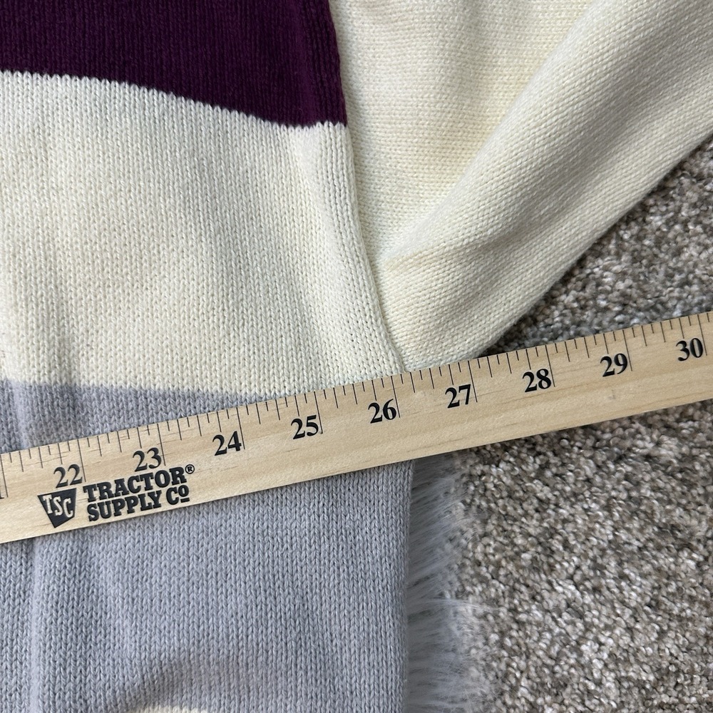 Lucky Brand Womens Sweater XXL Purple Beige Striped Crew Neck Knit - Picture 5 of 10
